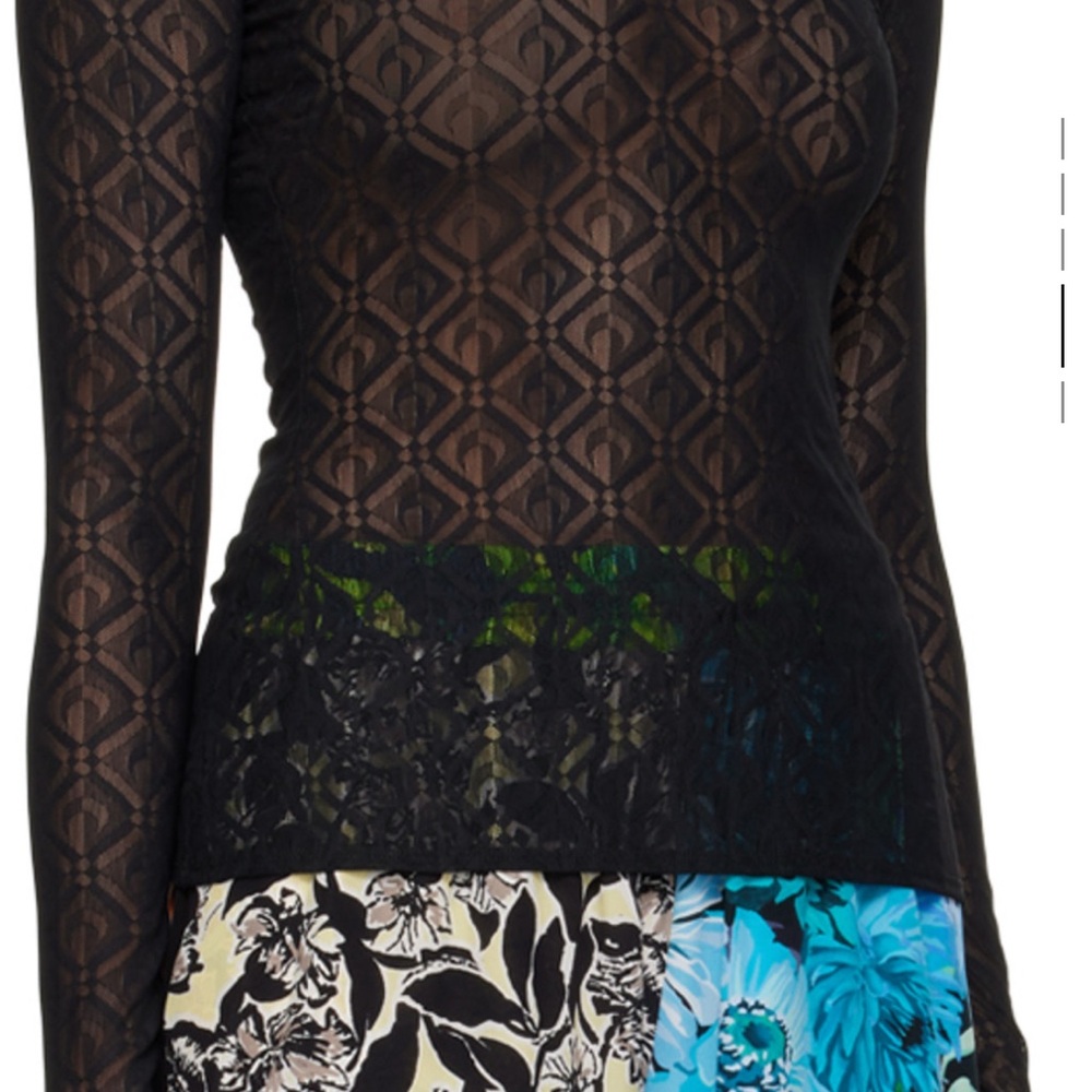 Black Sheer Long Sleeve Top